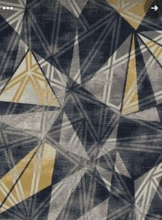 an abstract design with yellow and gray colors on black background, which is made up of triangles