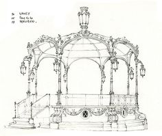 an architectural drawing of a gazebo