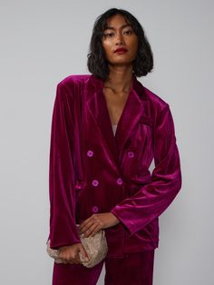 Oversized Double Breasted Velvet Blazer | New York & Company Red Velvet Suit, Figure Dress, Wear To Work Dress, Satin Blazer, Velvet Suit, Fashion To Figure, Velvet Blazer, Trendy Clothes, Little White Dresses