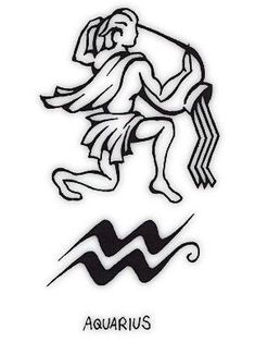 the zodiac sign for aquarius is depicted in black and white ink on a white background