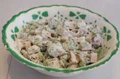 a close up of a bowl of food on a table