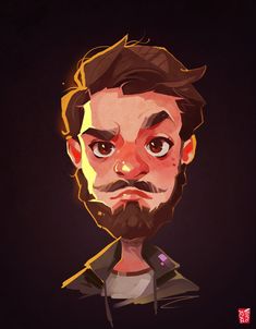 a digital painting of a man with a beard