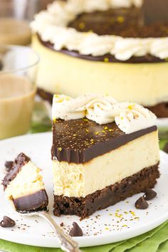 several pieces of cake sitting on top of a white plate