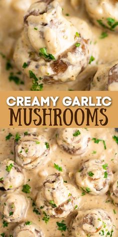 These Creamy Garlic Mushrooms are an absolutely delicious restaurant style side dish you can make in minutes!