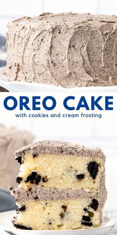 two pictures side by side one with oreo cake and the other with cookies and cream frosting