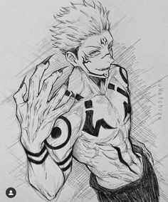 a drawing of an anime character holding his hands up