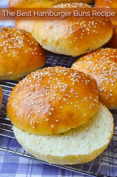 the best hamburger buns recipe is made with whole wheat rolls and sesame seed sprinkles