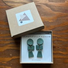 Teal Geometric Clay Earrings From A Small Business Named Beautifully Askew Brand New, Never Worn! Glitter Clay Earrings, Business Photo Ideas, Paper Mache Clay, Painted Earrings, Show Room, Business Photos, Oh My Girl, Business Inspiration, Clay Ideas