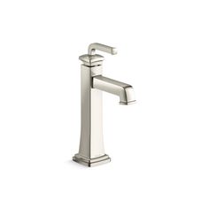 a chrome faucet on a white background