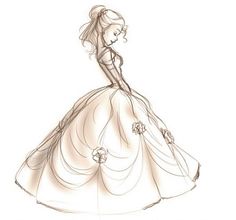 a drawing of a woman in a ball gown