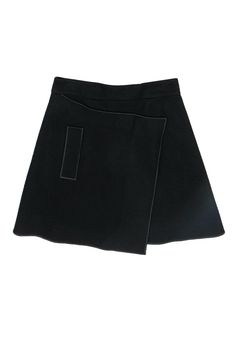 Current Boutique-Carven - Black Wool Blend Asymmetric A-Line Skirt Sz 8 A-line Skort For Workwear In Fall, Elegant A-line Skort For Work, Elegant A-line Skort For Workwear, Asymmetrical Hem Skirt For Workwear, Tailored Wool Skirt Chic Style, Chic Tailored Wool Skirt, Formal Wool Skirt For Spring, Formal Spring Wool Skirt, Spring Formal Wool Skirt