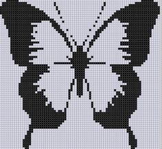 a black and white cross stitched butterfly