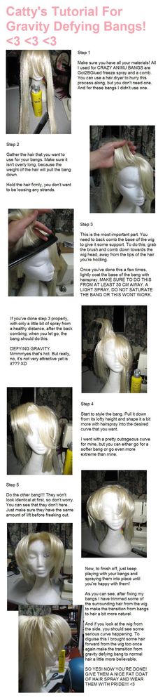 Gravity Defying Bangs Tutorial by Cattypatra.deviantart.com on @deviantART Easy Cosplay, Diy Costumes Women, Sailor Moon Cosplay, Diy Costume