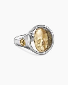 Life and Death Duality Signet Ring in Sterling Silver with 18K Yellow Gold, 20mm Autumn Moon, Ring And Bracelet, Holiday Lookbook, Amulet Charm, Mens Life, Rare Gemstones, Mens Ring, Dream Ring, Men's Rings