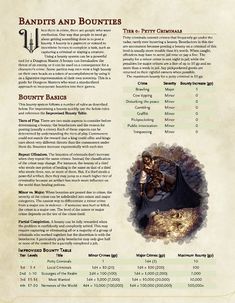 Dnd Economy, Dnd Bounty Hunter, Dnd Rules, Dnd Tables, Dungeon Master Screen