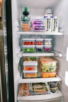 an open refrigerator filled with lots of food