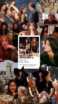 the collage shows many different people in witches costumes