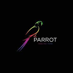 parrot logo design on black background