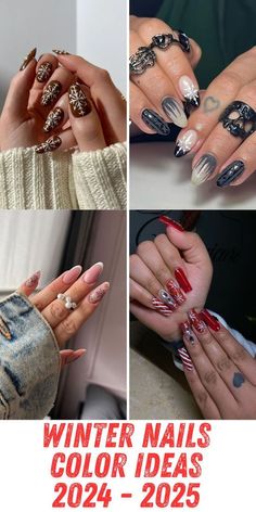 Winter Burgundy Nails, Elegant Nails Classy 2024, Simple Dark Nails, Winter Nails 2024 Trends, Gel Almond Nails, Nails Color Ideas, Medium Almond Nails, Nails Snowflakes, Square Gel Nails