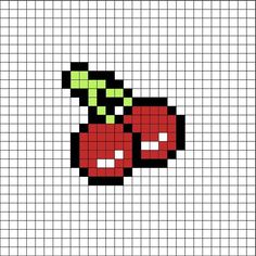 an image of a cross stitch pattern with two cherries on top of each other