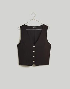 Katrina Crop Vest Top in Softdrape Madewell Shirts, Crop Vest, Vest Crop Top, Cropped Vest, Hem Top, Madewell Denim, Peasant Tops, Sleeveless Shirt, Black Sleeveless