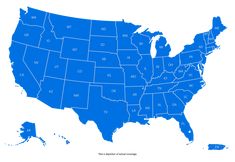 a map of the united states with all major cities and their abbreviations in blue