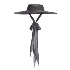 Black wide brim straw hat with long gauze ties - cottagegoth summer witchy beach hat. Witchy Summer, Black Straw Hat, Fantasy Realm, Character Wardrobe, Seattle Fashion, Wide Brim Straw Hat, Summer Goth, Fall Hats, Gothic Accessories