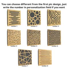 the different types of decorative wood panels are shown in this graphic above it is an image of