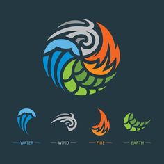 Four Elements Logo, Elements Logo Design, Element Tattoo, Elements Logo, Elements Tattoo, Desain Buklet, 4 Element, Elemental Magic, Element Symbols