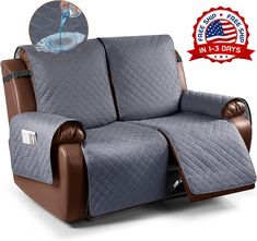 the reclining loveseat cover has been made to look like an american flag