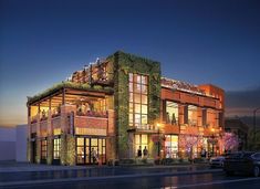 an artist's rendering of a building with plants growing on it