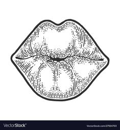 a black and white drawing of a female lips