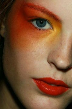 Sunrise Editorial Make-up, Fire Makeup, Fantasy Make-up, Fire Eyes, Yellow Makeup, Orange Makeup, Damir Doma, Fairy Makeup, Bold Makeup