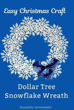 an easy christmas craft dollar tree snowflake wreath with two blue birds on it