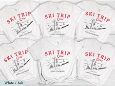 Get ready for your next snowy adventure with our Ski Trip Crew Group Shirts! Perfect for teams, families, or friends, these Matching Ski T-Shirts bring a personalized touch to your winter getaway. Whether you're hitting the slopes in Aspen or lounging at the lodge, our Custom Après Ski T-Shirts and Personalized Aspen Tees are stylish and fun. Planning a Family Reunion or Ski Lodge Party? Our Ski Club Crewnecks, Snowboard Shirts, and Ski Hoodies keep everyone cozy and looking great. Designed for Snowboard Shirts, Ski Lodge Party, Colorado Ski Trip, Makerspace Ideas, Planning A Family Reunion, Ski Shirts, Ski Clothes, Family Reunion Shirts, Family Reunion Planning