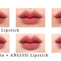 six images of different lips with the words lipsticks in english and angissi lipstick