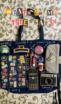 #whatsinmybag #tote #toteaesthetic #essentials My Tote Bag, What In My Bag, Hand Sanitizer, Lip Balm, Tote Bag, Pins, Clothes