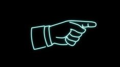 a neon hand pointing at something in the dark