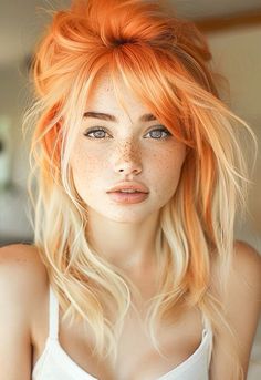 Pastel Rainbow Hair, Granny Hair, Chunky Highlights, Pastel Hair, Tone Hair, Curly Hair Tips, Orange Hair, Ginger Hair, Pretty Hairstyles