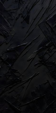 an abstract painting with black paint on it's walls and flooring, as well as dark colors