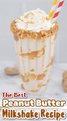 the best peanut butter milkshake recipe is made with whipped cream and grahams