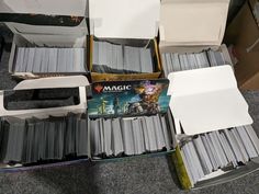 the boxes are stacked on top of each other and ready to be used as games