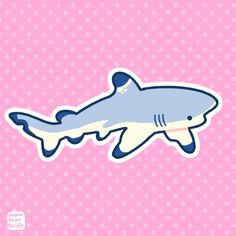 a shark sticker on a pink background