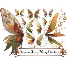 the autumn fairy wings overlays are made from leaves and twigs, which have been painted on white paper