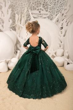 Green Flower Girl Dresses, Girl Green Dress, Girls Ball Gown, Emerald Green Weddings, 파티 드레스, Emerald Green Dresses, Girls Frock Design, Kids Gown, Kids Designer Dresses