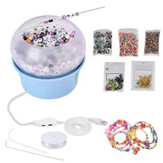 the kit includes beads, bracelets and other accessories