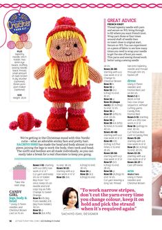 an article in the crochet magazine features a doll