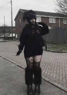 True Goth Outfits, Goth Knee High Boots Outfit, Gothic Daily Outfit, Goth Fashion Inspiration, Cozy Black Outfit, Goth Fitness Outfit, Thick Emo Outfits, Street Goth Outfits, Trad Goth Winter Outfit