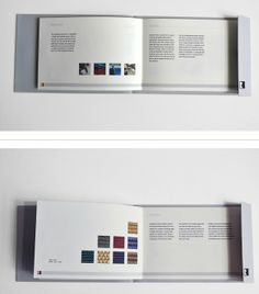 two pages in a book with different colors