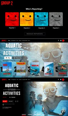 the website is designed to look like it has an image of people swimming in water